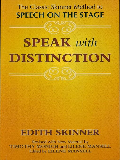 Title details for Speak with Distinction by Edith Skinner - Wait list